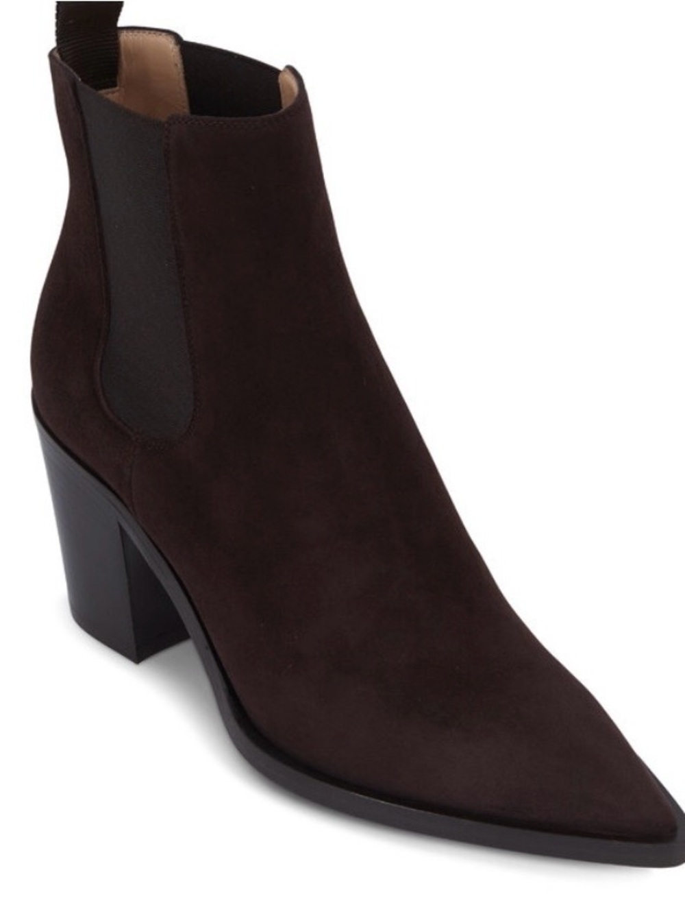 Gianvito Rossi Dark Brown Suede Pointed Chelsea Boot